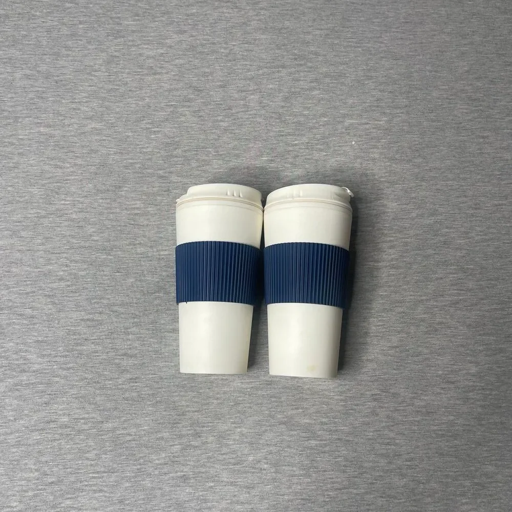 Hot & Cold Insulated 16 Oz. Navy Blue Sleeve Travel Tumbler Mugs 2 PCS. Set